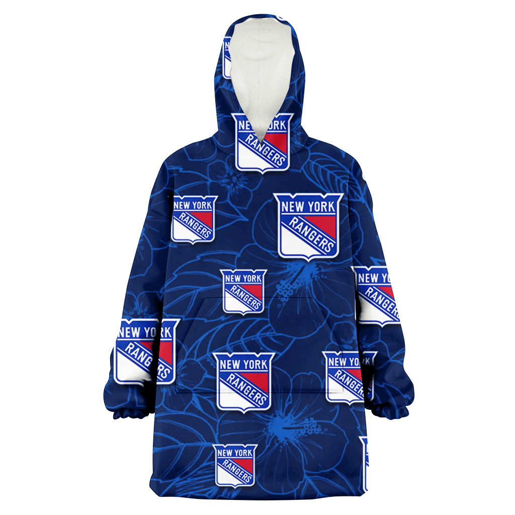 New York Rangers Sketch Hibiscus Dark Background 3D Printed Hoodie Blanket Snug Hoodie