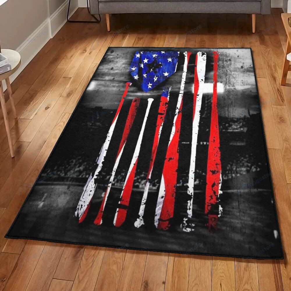 Usa Baseball United State Flag Area Rectangle Rugs Carpet Living Room Bedroom Availablerug Store