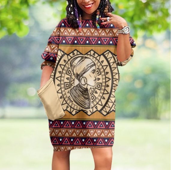 African Culture Batwing Pocket Dress &hellip;