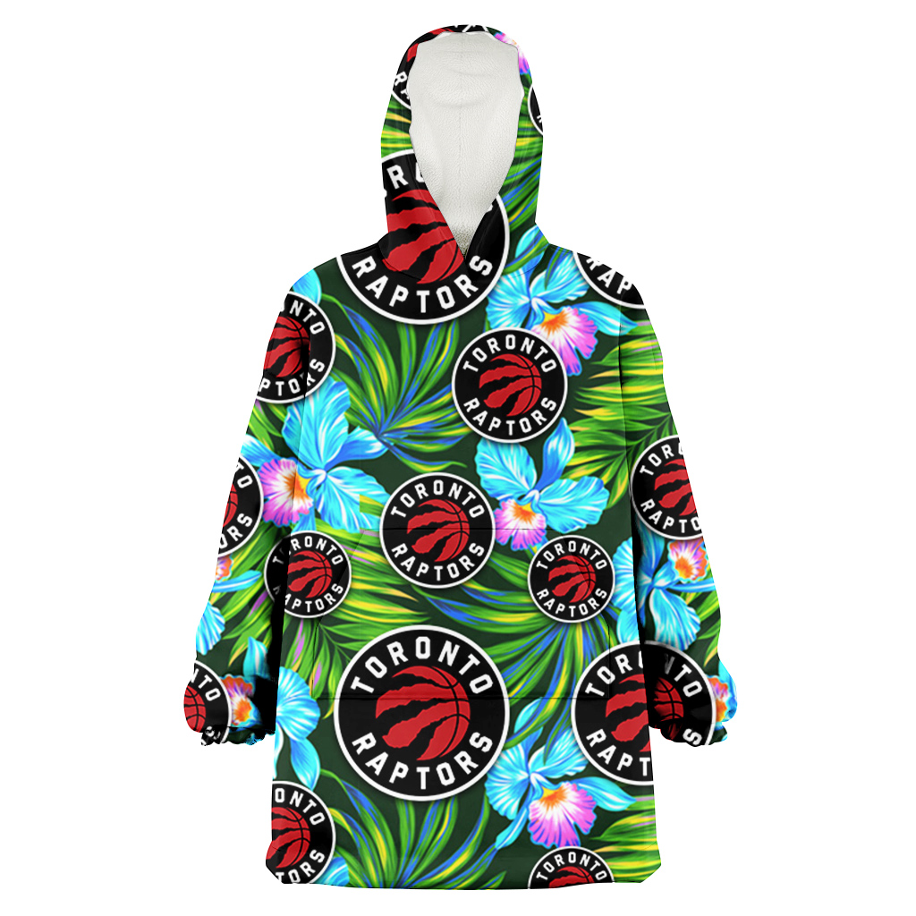 Toronto Raptors Electro Color Hibiscus Black Background 3D Printed Hoodie Blanket Snug Hoodie