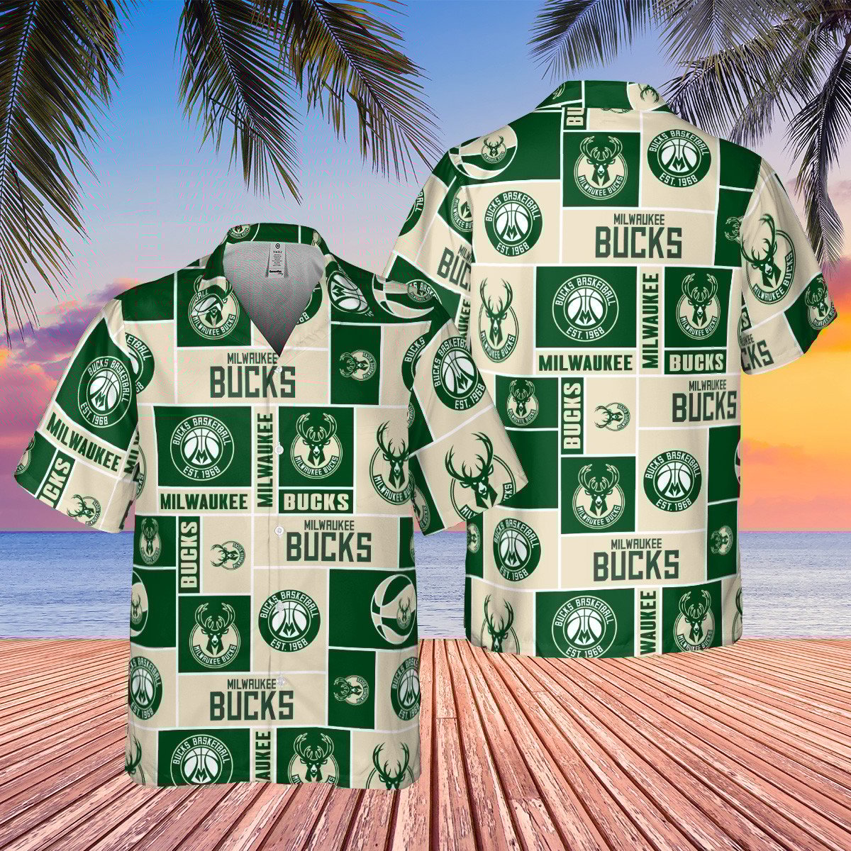 Milwaukee Bucks Nba Basketball Logo Collection Pattern Hawaiian Shirt