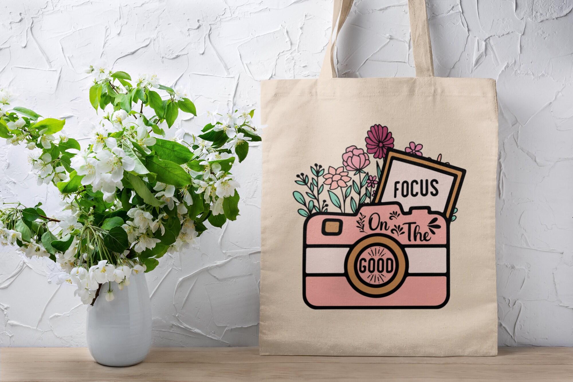 Focus on the Good Canvas Tote Bag | Vintage Tote Bag | Boho Tote Bag | Sustainable Bag | Shopping Bag | School Bag | Gift Bag