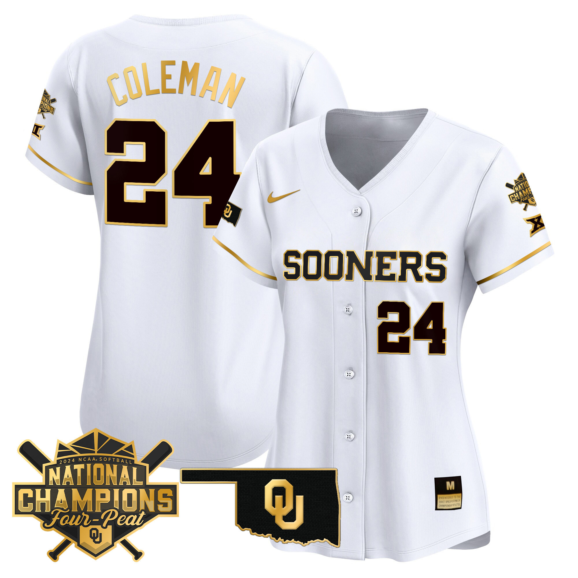 Women’S Size – Oklahoma Women’S Champions Patch Vapor Premier Limited Jersey V2 – All Stitched