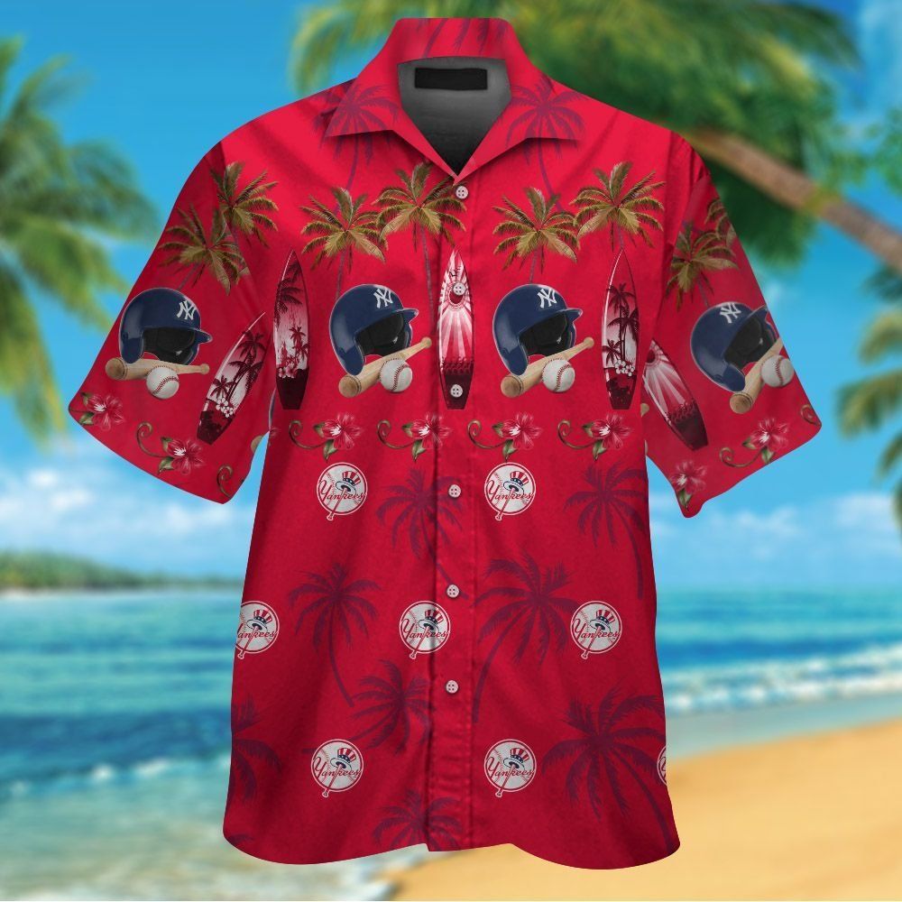 New York Yankees Short Sleeve Button Up Tropical Hawaiian Shirt Ver02