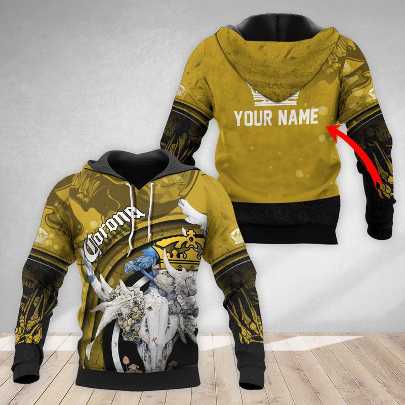 Personalized Corona Extra Deer Skull With Mushrooms Hoodie & Zip Hoodie