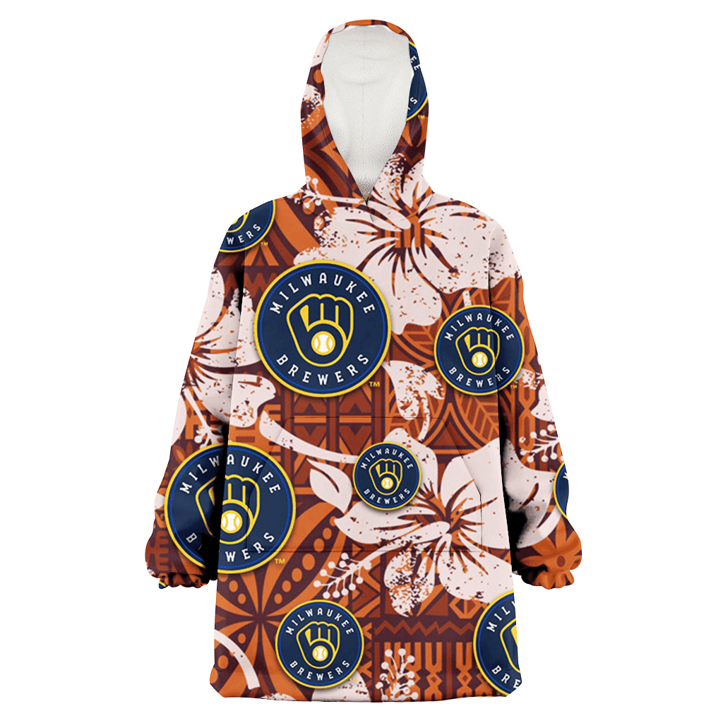 Milwaukee Brewers Bisque Hibiscus Brown Pattern 3D Printed Hoodie Blanket Snug Hoodie