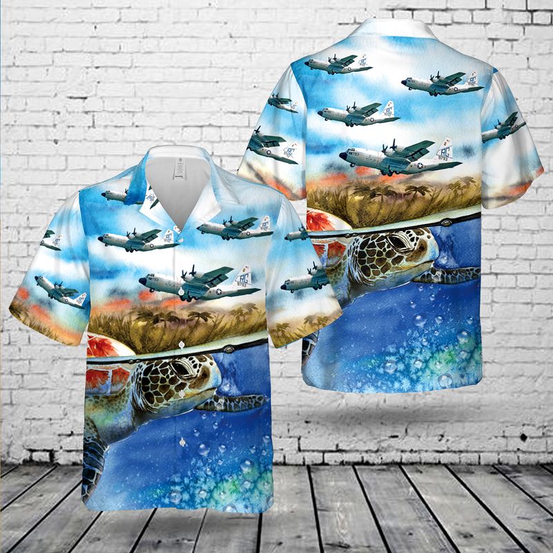 Us Navy Lockheed C-130F Hercules Of Vrc-50 Hawaiian Shirt, Short Sleeve Hawaiian Shirt For Men