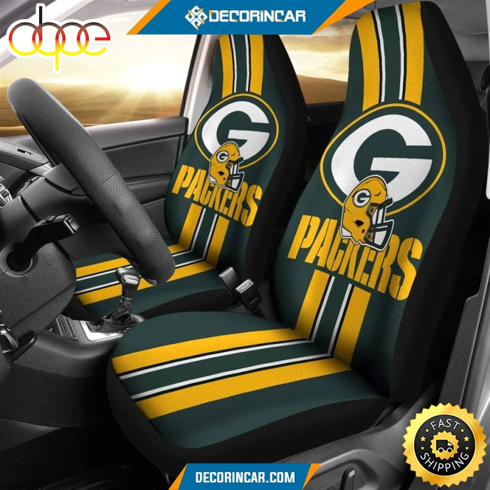 Green Bay Packers Football Helmet Black Car Seat Cover Set CSC3879