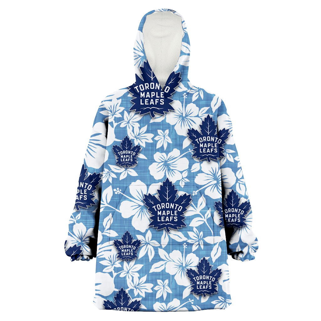 Toronto Maple Leafs White Hibiscus Light Blue Texture Background 3D Printed Hoodie Blanket Snug Hoodie