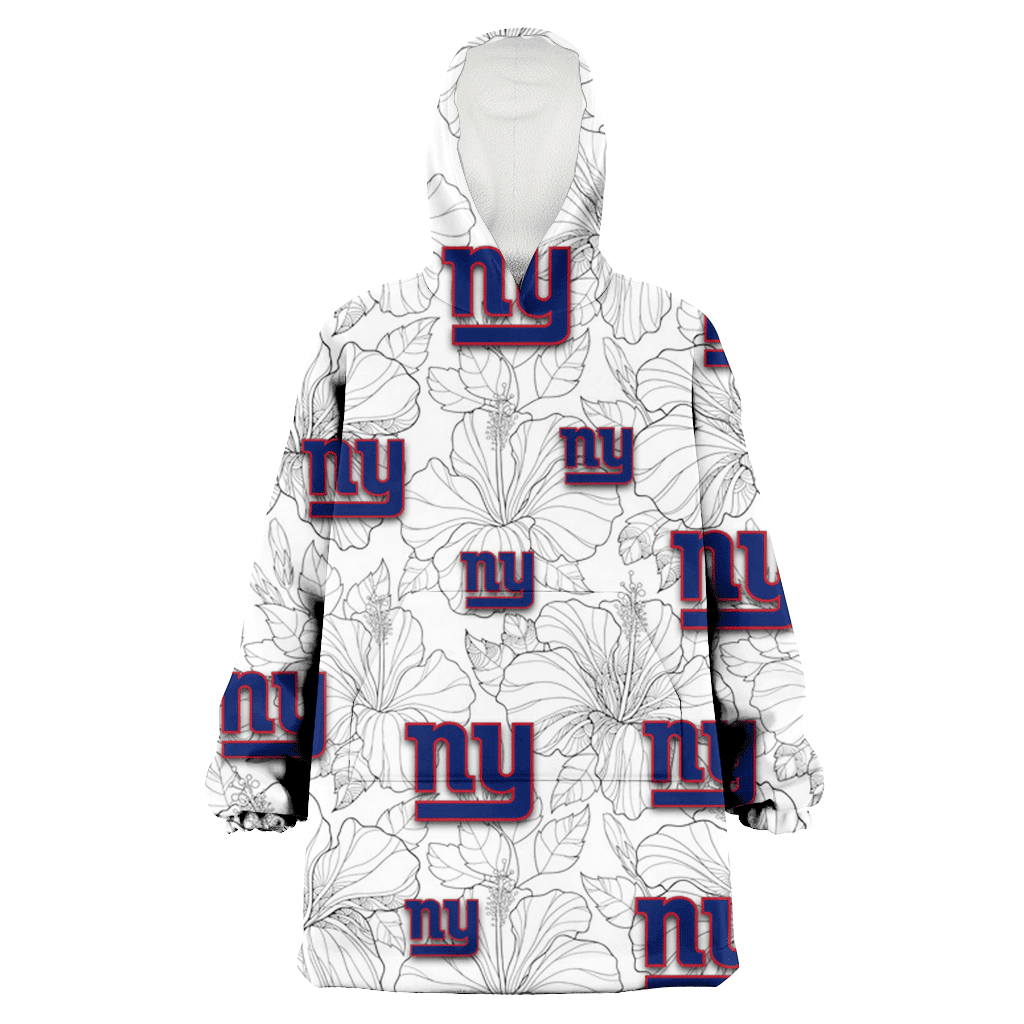 New York Giants Sketch Hibiscus White Background 3D Printed Hoodie Blanket Snug Hoodie