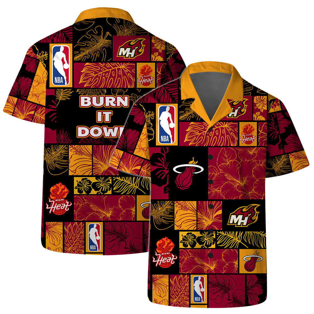 Miami Heat National Basketball Association Aop Hawaiian Shirt Pattern