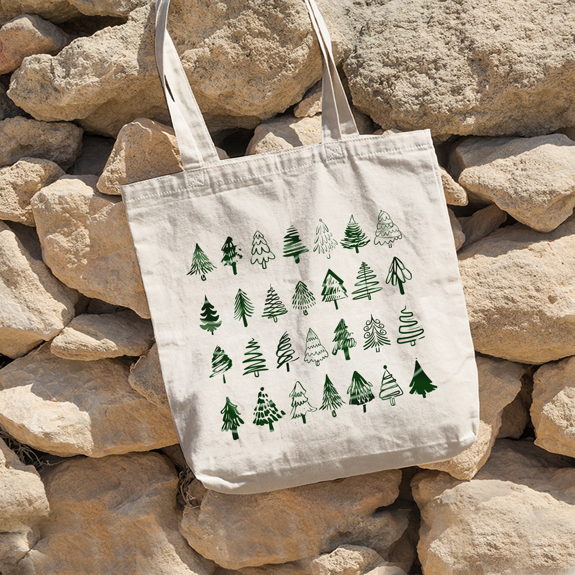 Christmas Tree Cottage Tote Y2K Tote Bag, Christmas Tree Art Bag, Merry Christmas Minimalist Art Bag, Christmas Gifts, Xmas Tote Bag Gifts