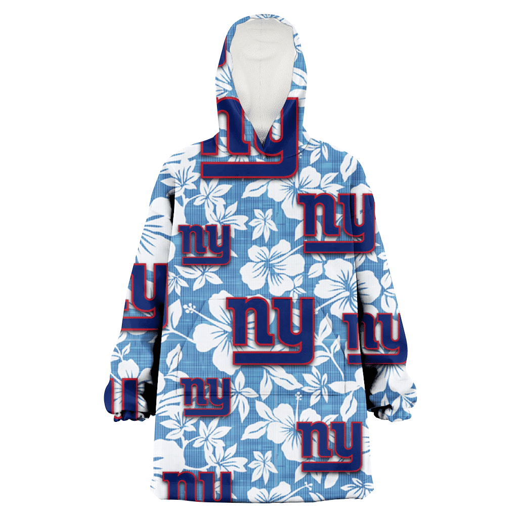 New York Giants White Hibiscus Light Blue Texture Background 3D Printed Hoodie Blanket Snug Hoodie