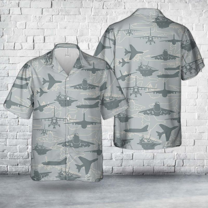 Us Air Force Ltv A-7 Corsair Ii Silhouette Hawaiian Shirt