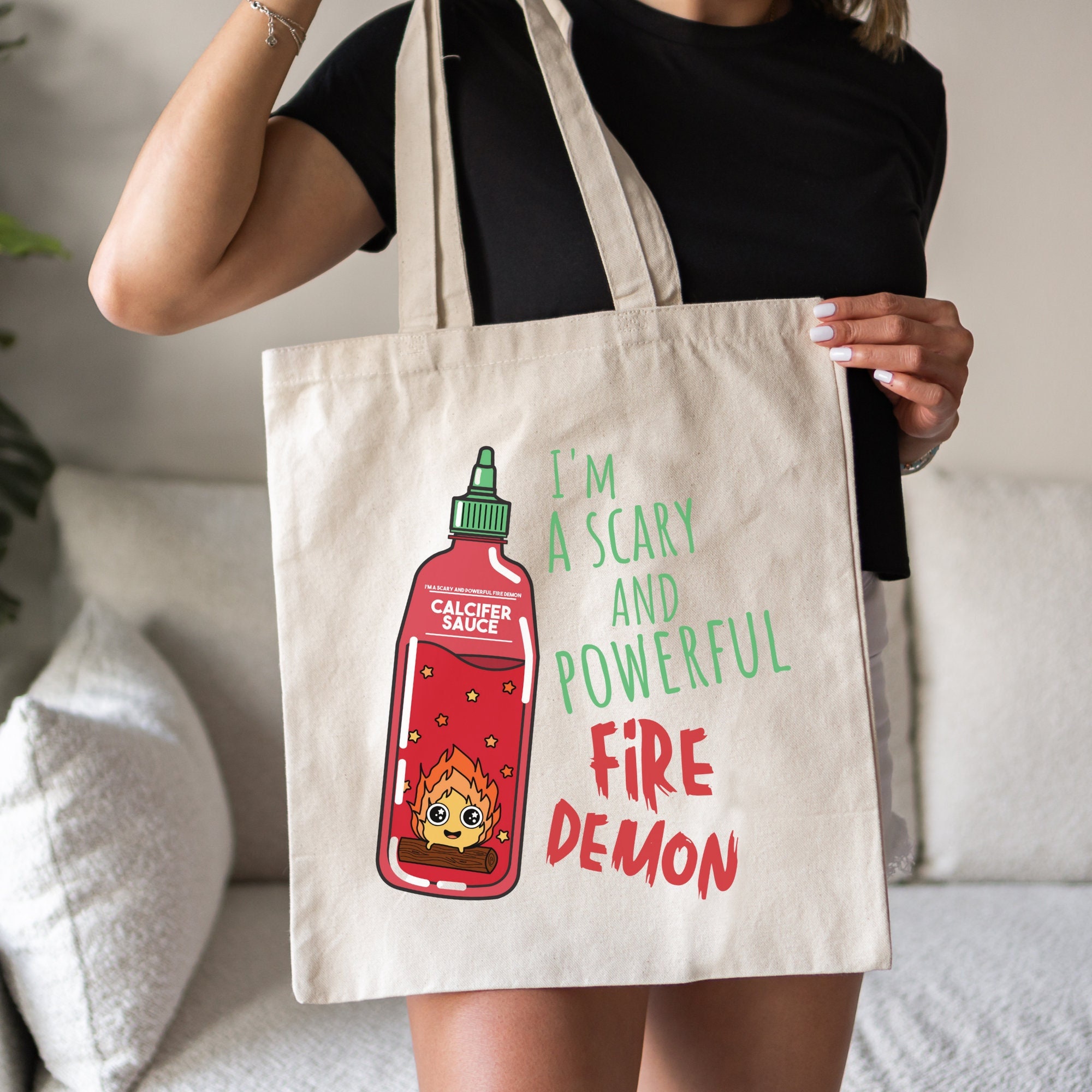 Fire Demon Sauce Howls Moving Castle Calcifer Inspired Tote Bag