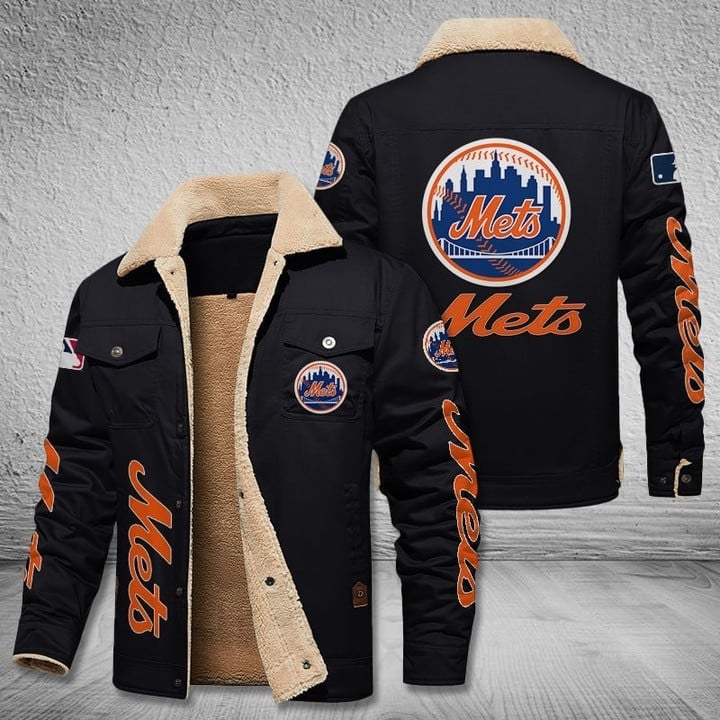 New York Mets Team Name And Logo MLB Stand Collar Jacket