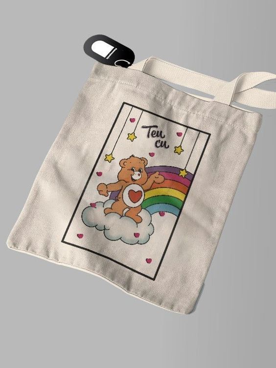 Ecobag Care Bears Throw Rock at Geni Tote bag, Canvas Tote Bags, Tote Bag Design, Tote Bag Idea