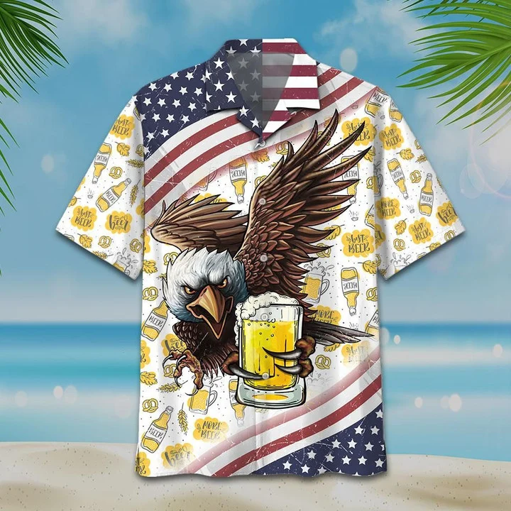 Eagle Glasses Tasty Beer Pattern Hawaiian Shirt