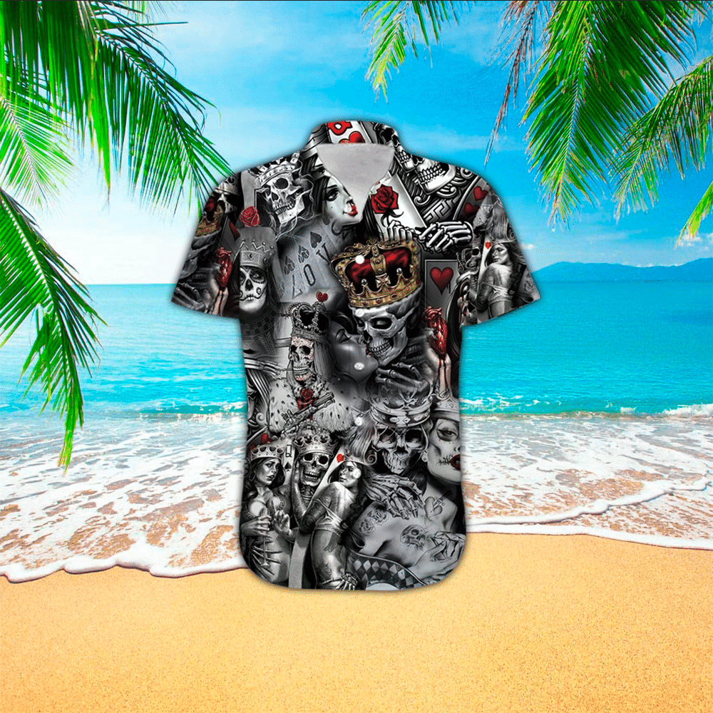 Skull Couple, Skull King And Quen Hawaiian Shirt, Gift For Skull Lovers, Hawaiian Shirt For Men, Women, Adult