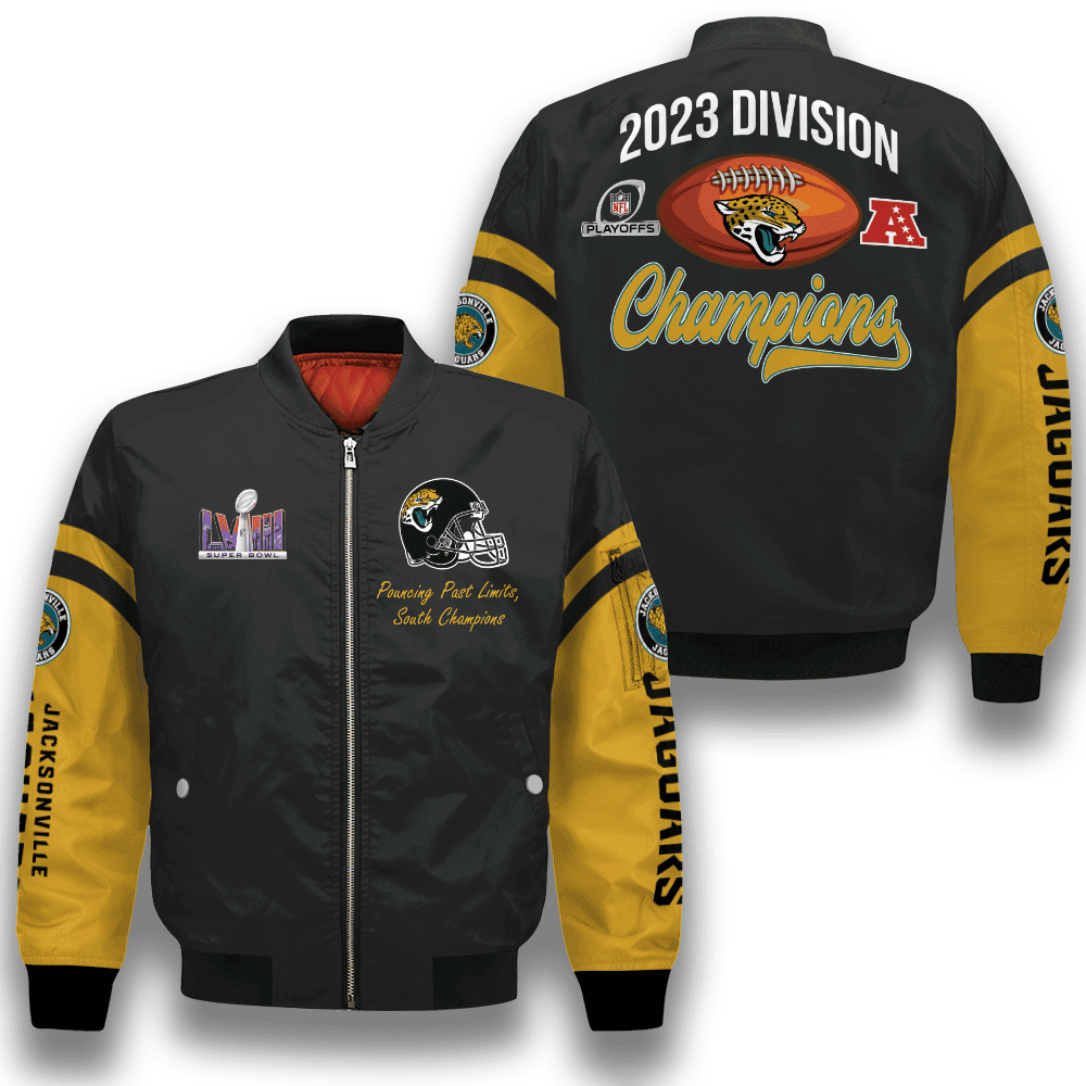 Jacksonville Jaguars 2023 NFL Playoffs Division Champions 3D Unisex Bomber Jacket