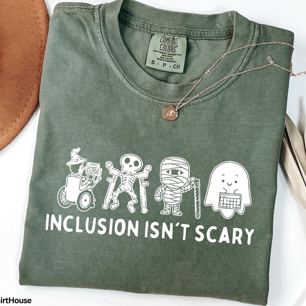 Comfort Colors® Inclusion Isn't Scary Halloween Shirt, SLP Halloween Shirt, Halloween Sped Teacher Tee,Inclusion Awareness Shirt,Teacher Tee Premium Tees | Yourtshirtman