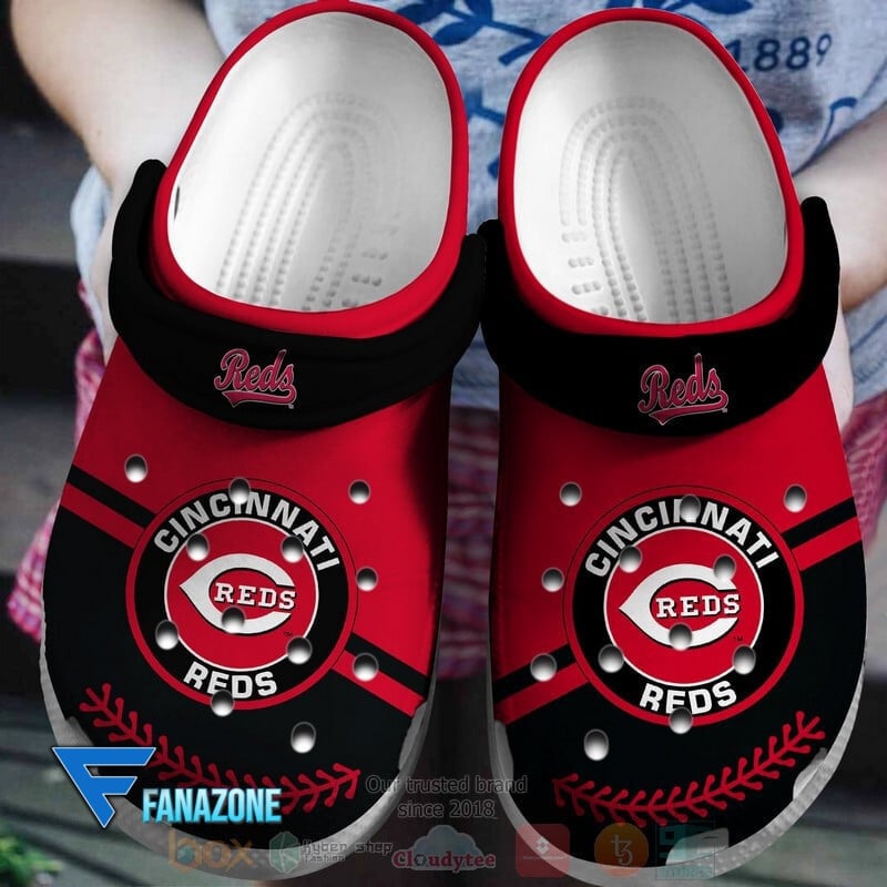 Cincinnati Reds Logo Baseball MLB Red Black Crocss Classic Clogs Shoes Ver268