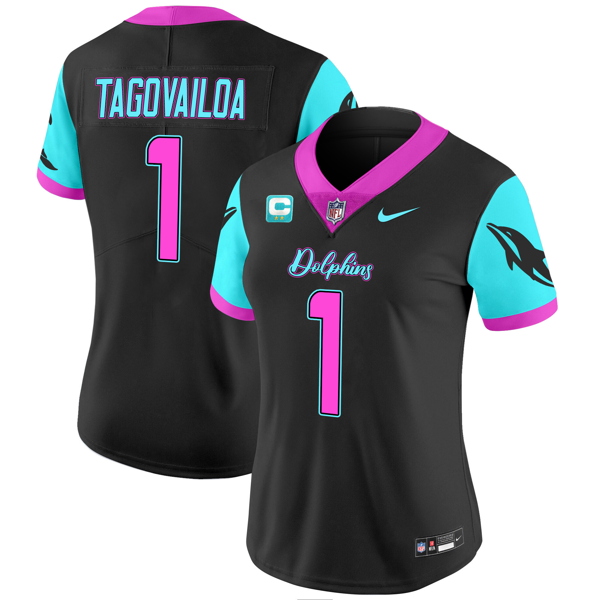 Women’S Dolphins Miami Vice Vapor Limited Jersey – All Stitched