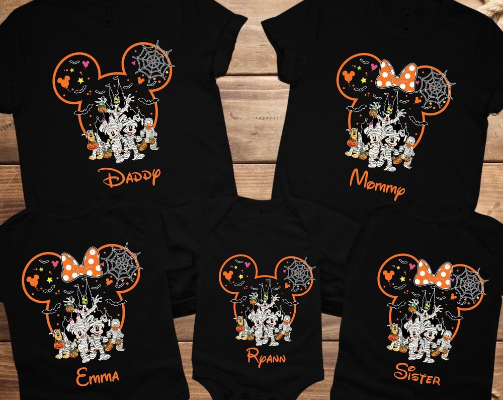 Custom Halloween Disney shirt, Group Halloween Disneyland shirts, Disneyland Trip 2024 Family Mickey Halloween Shirt, Halloween Costume Kids x By Bdayshirtsforwomen Fashion