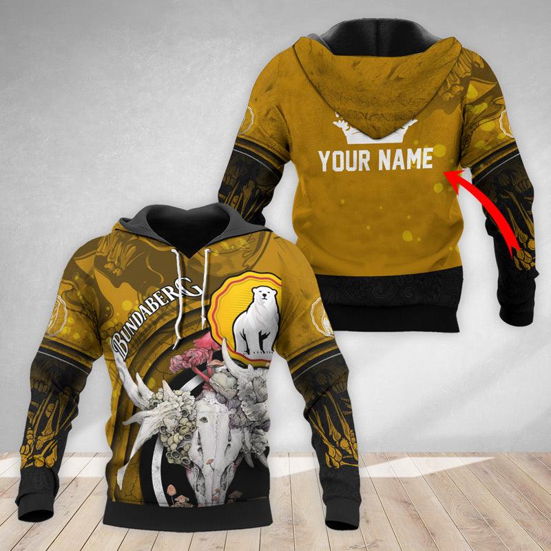 Personalized Bundaberg Deer Skull With Mushrooms Hoodie & Zip Hoodie