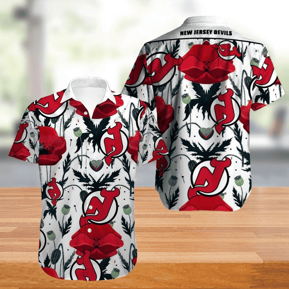 New Jersey Devils Hawaiian Shirt Tropical Flowers Summer For Fans