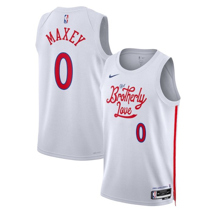 Tyrese Maxey Philadelphia 76Ers Unisex 2023 Swingman Pro Official Jersey – City Edition – White