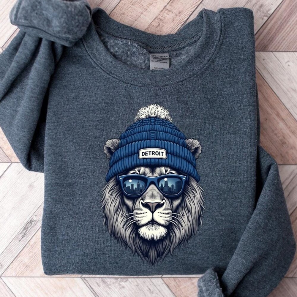 Detroit Football Sweatshirt, Lion Football Sweatshirt, Detroit Crewneck, Football Mascot Lion Shirt, Game Day Shirt, Lions Lover Gift, 4Fansport