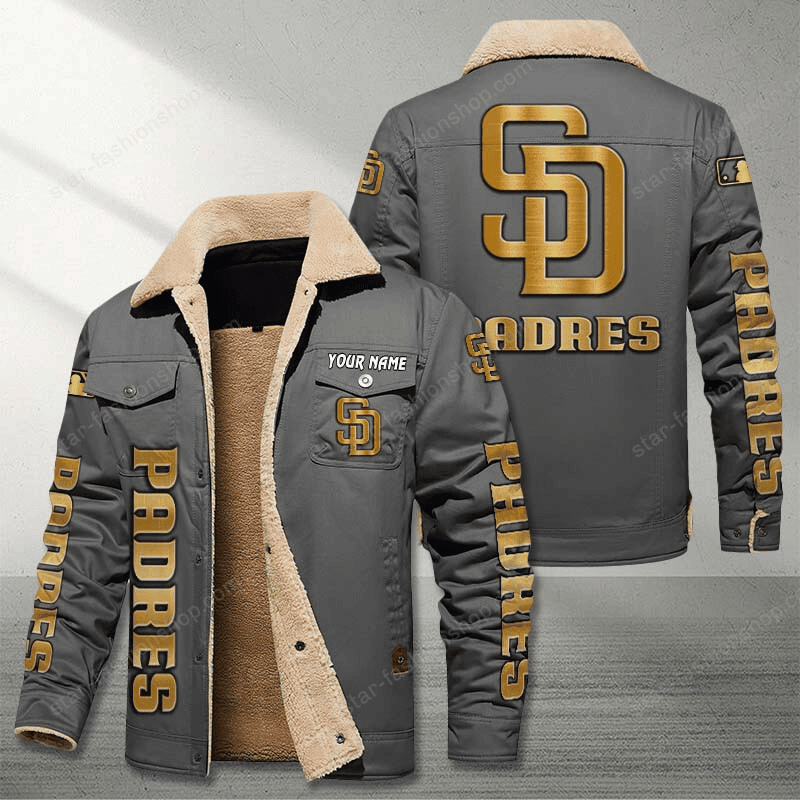 San Diego Padres Gray Custom Name Stand Collar Jacket