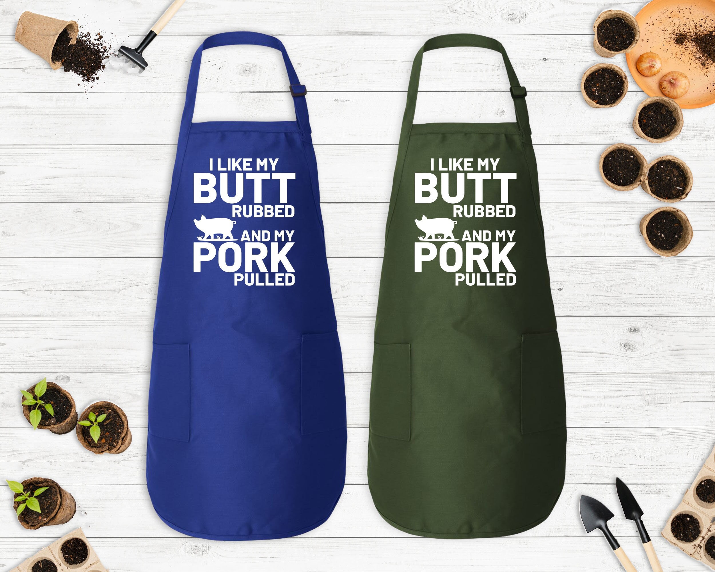 Apron for Men, Funny Apron, BBQ Apron, Husband Gift For Apron, I Like My Butt Rubbed And My Pork Pulled, Apron For Man, Christmas Gift Apron