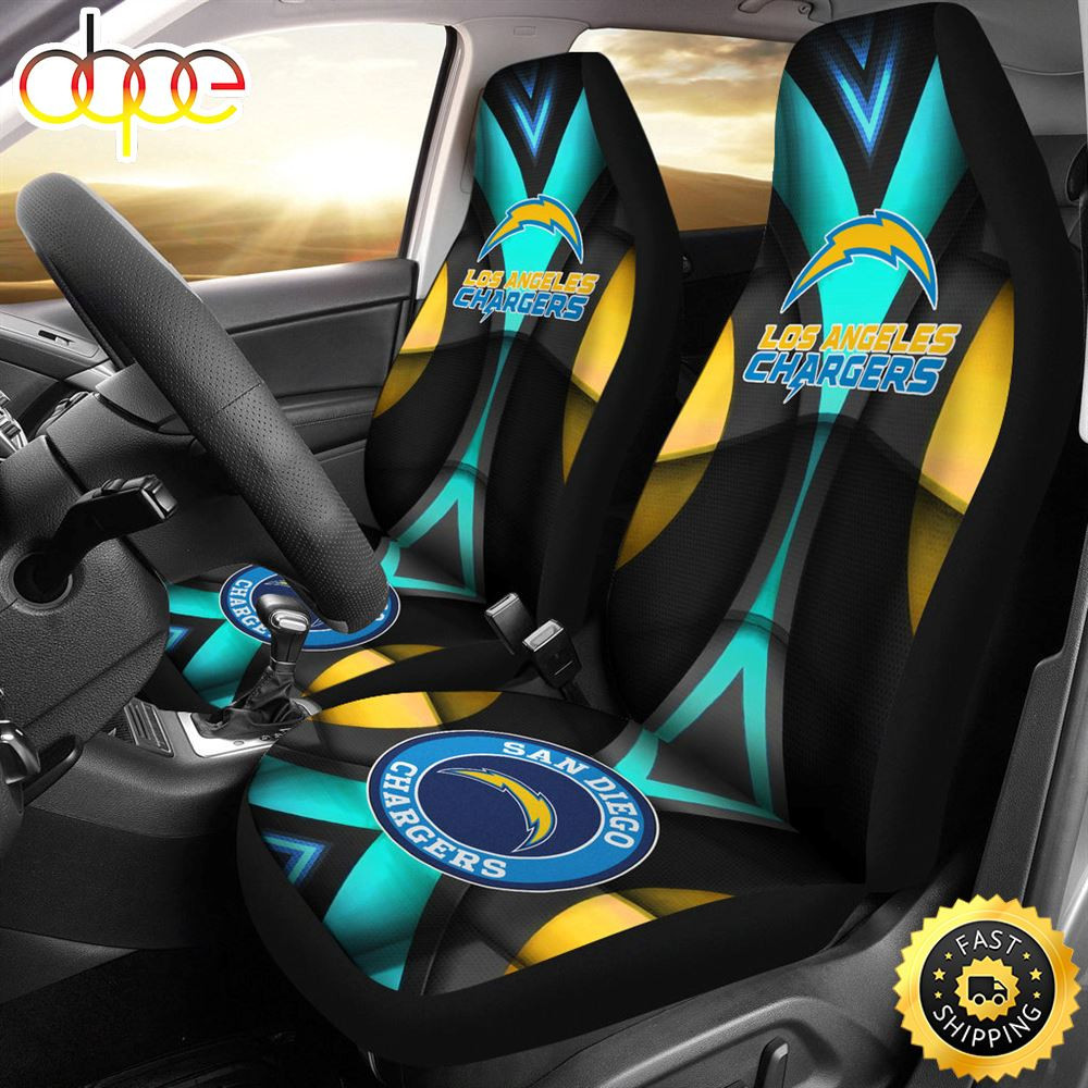 Los Angeles Chargers American Football Club Skull Customized Car Seat Cover Set For Fans CSC5318