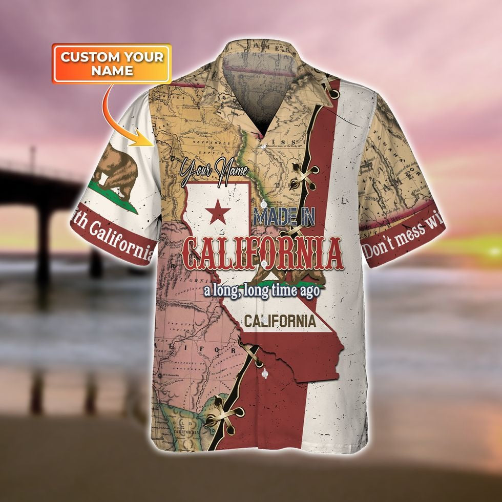 Personalized California 3D Full Printed Hawaiian Shirt, California Usa Map Aloha Hawaiian Shirt For Summer