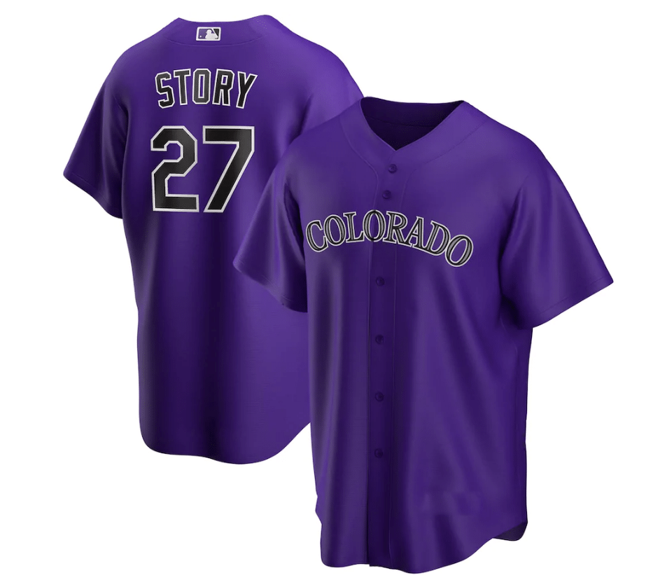 Trevor Story 27 Colorado Rockies Purple All Over Print Baseball Jersey For Fans