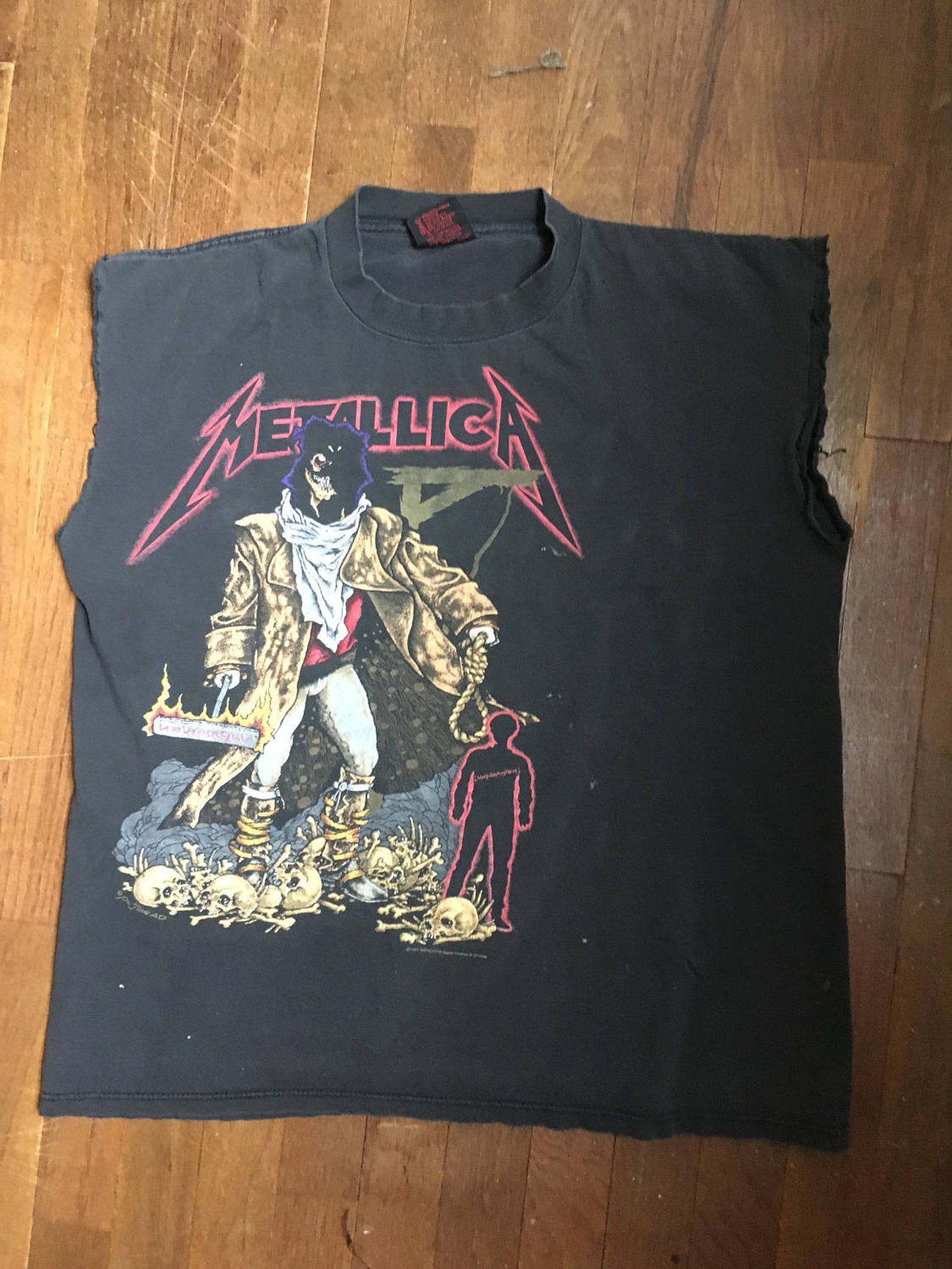 Vintage 90S 1992 Metallica So I Dub Thee Unforgiven Pushead Cut Off T Shirt Made In Usa