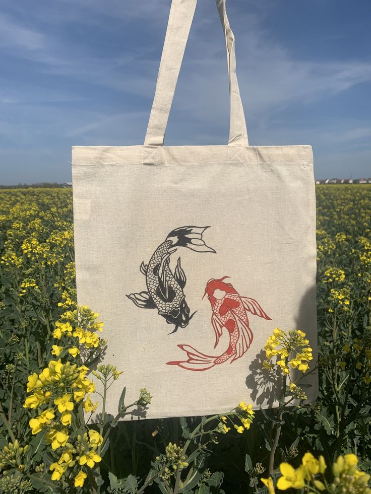 Jutebeutel Koi Fische, Best Tote Bags Ideas, Cute Tote Bags Ideas, Tote Bag Design Ideas, Girls Tote Bag, Best Canvas Tote Bags Ideas