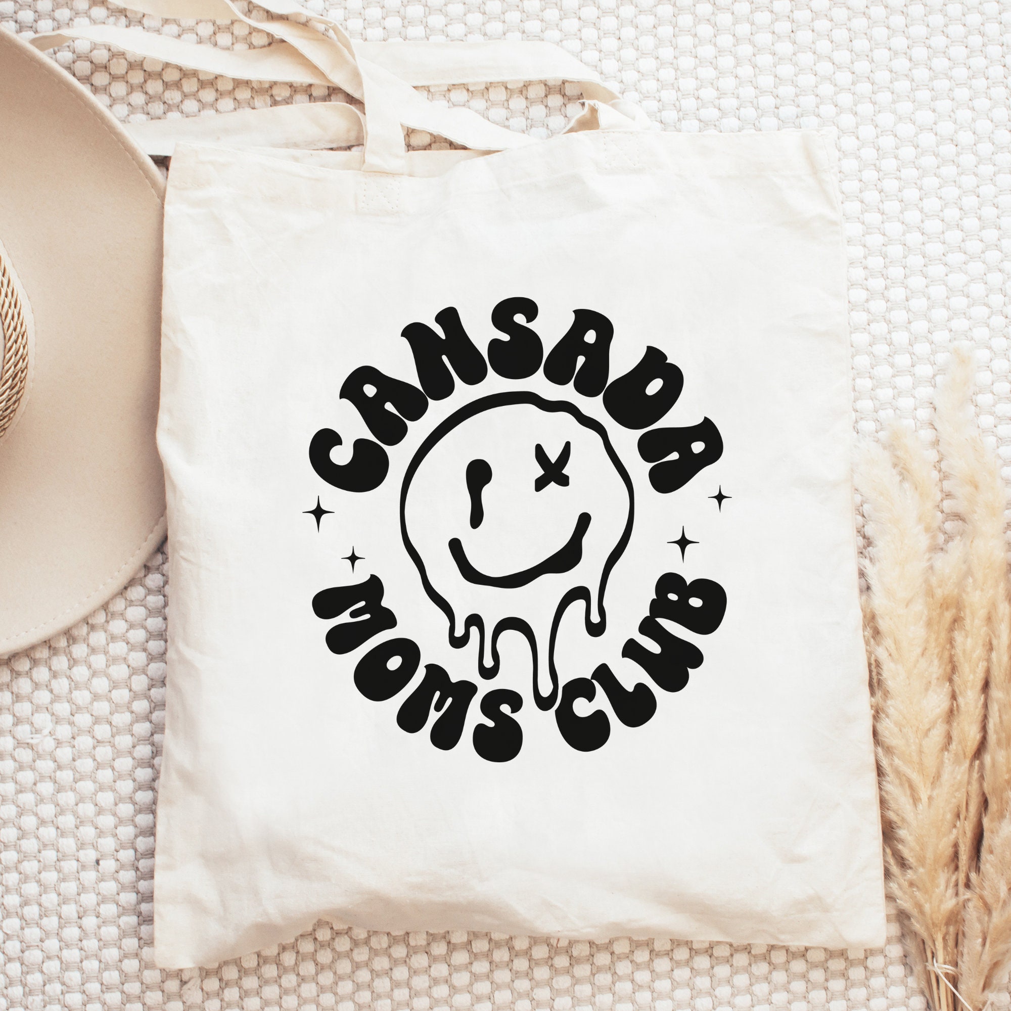 Cansada Moms Club Tote, Smile face, Mom Life, Latina, Cute tote bag, Canvas tote,  Reusable bag, Tired Moms Club Spanish