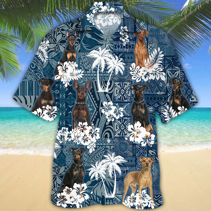 German Pinscher Hawaiian Shirt, Flower Dog Short Sleeve Hawaiian Aloha Shirt, Hawaiian Shirt For Men, Women