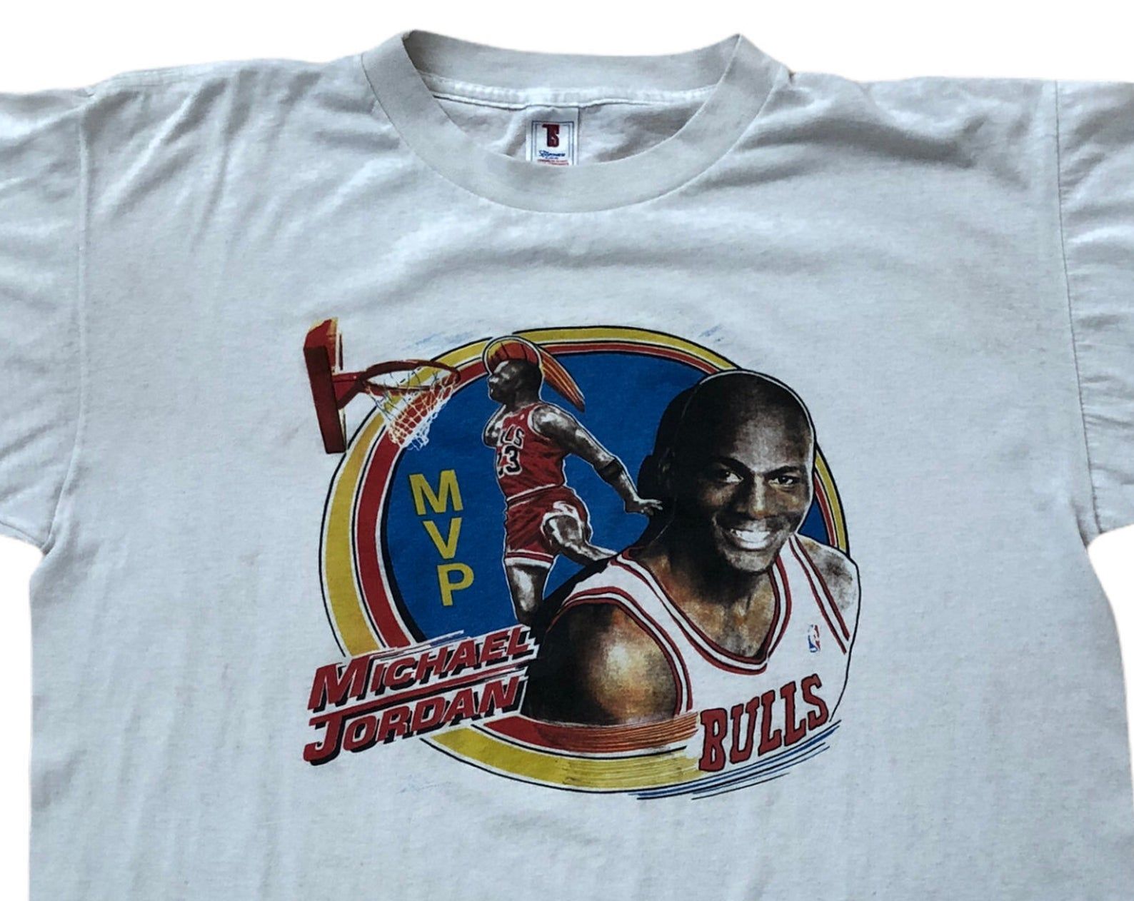 Michael Jordan Vintage Mvp 1990S 80S Red Graphic Slam Dunk Chicago Bulls Thin T-Shirt