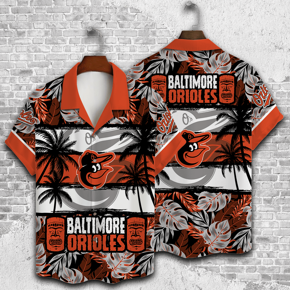 Baltimore Orioles Palm Trees All Over Print Hawaiian Shirt