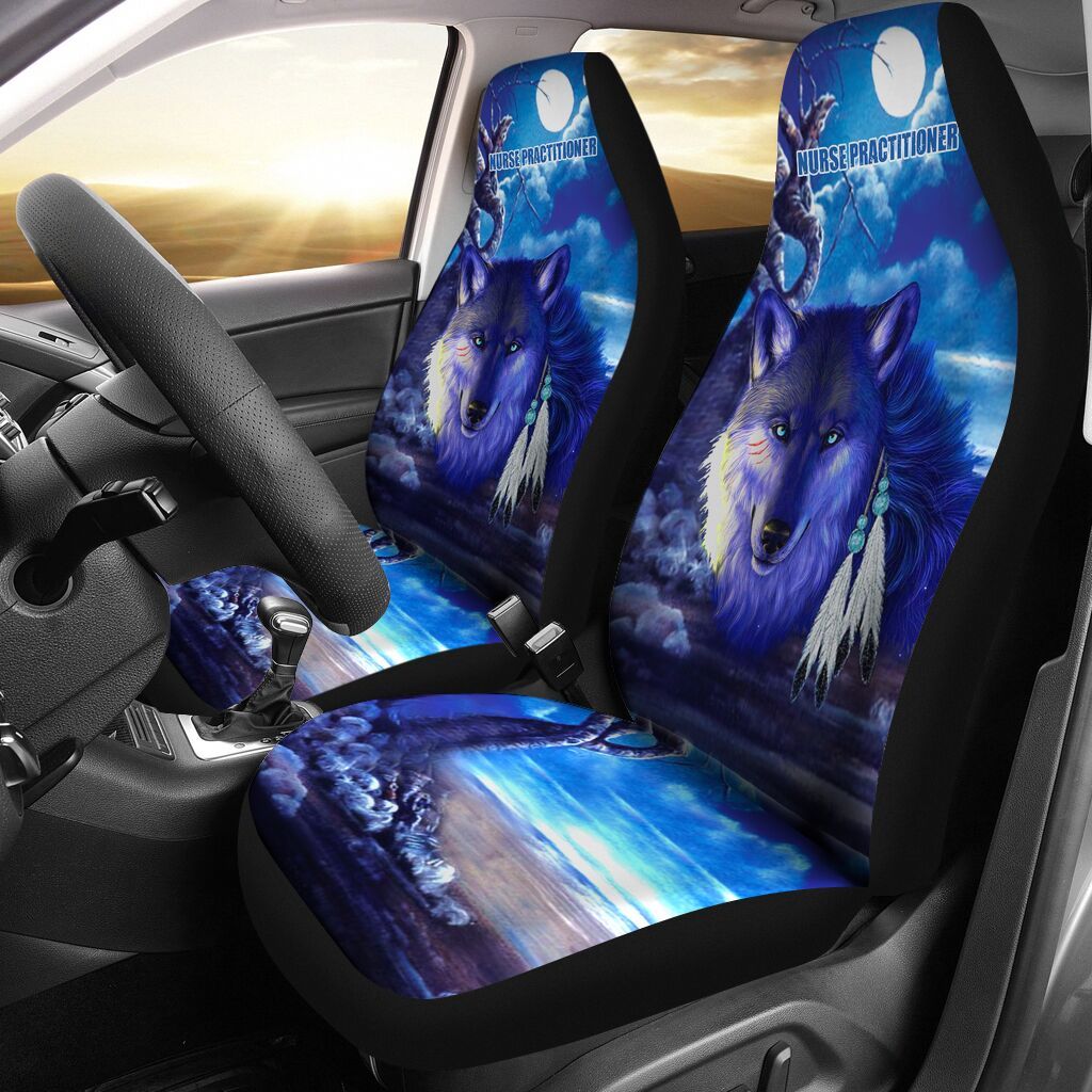 Wolf Under The Moonlight Nurse Practitioner Car Seat Covers, Seat Covers Full Set, Carseat Covers, Automotive Seat Covers