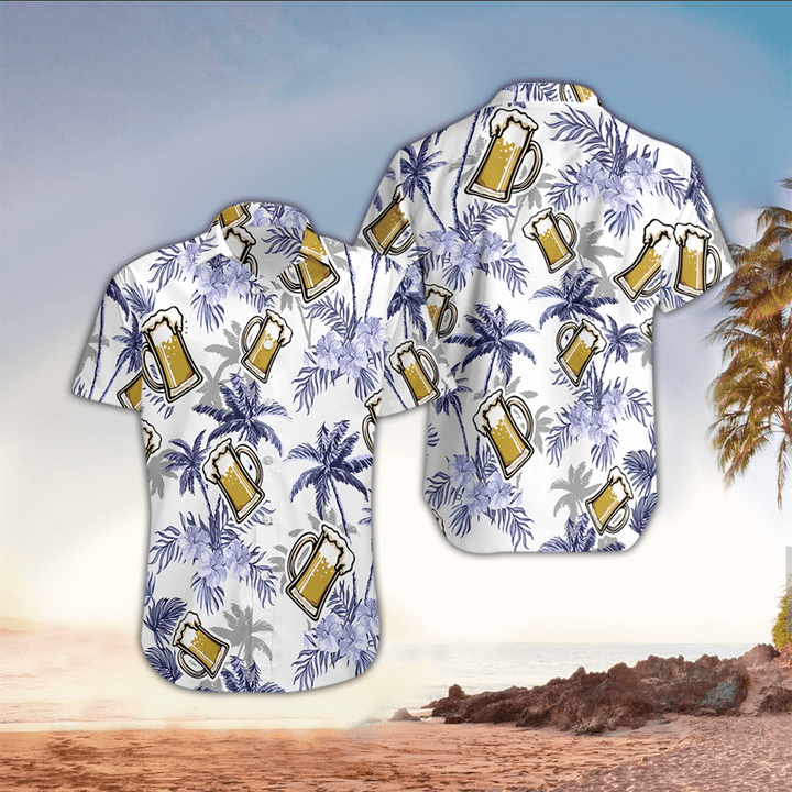 Beer And Coconut Tree Pattern Hawaiian Shirt For Men, Beer Day Gift,  Gift For Beer Lover