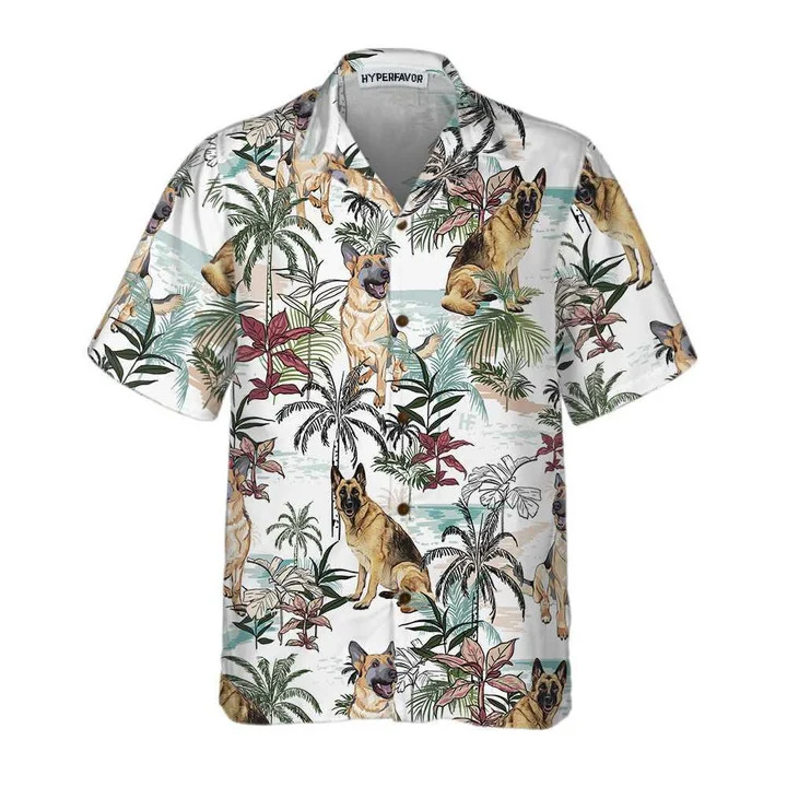 German Sheperd Summer Tropical Pattern Hawaiian Shirt