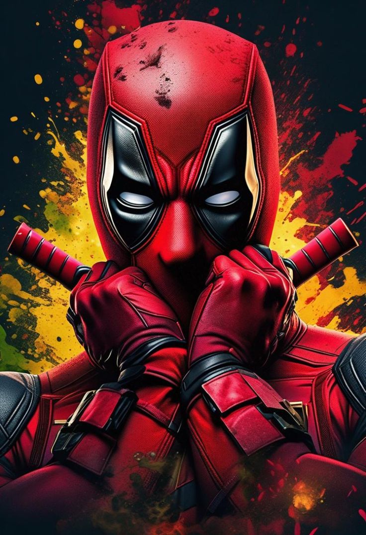 Deadpool in Action Poster – Quirky Antihero Movie Pose – Funny Wall Art Decor – Cinematic Comic Character Print