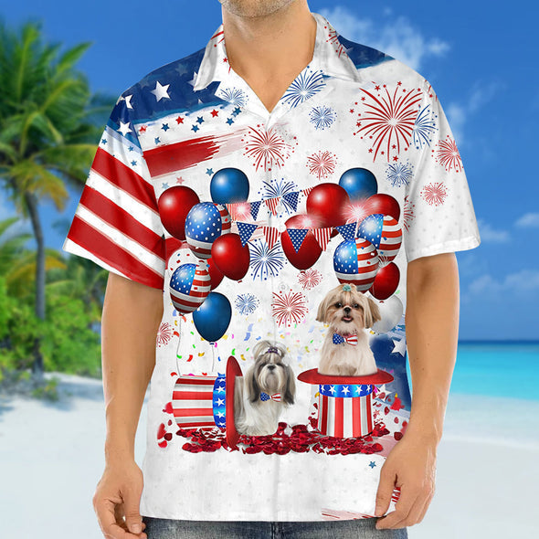 Shih Tzu Independence Day Hawaiian Shirt For Men And Women, 4Th Of July Hawaiian Shirt