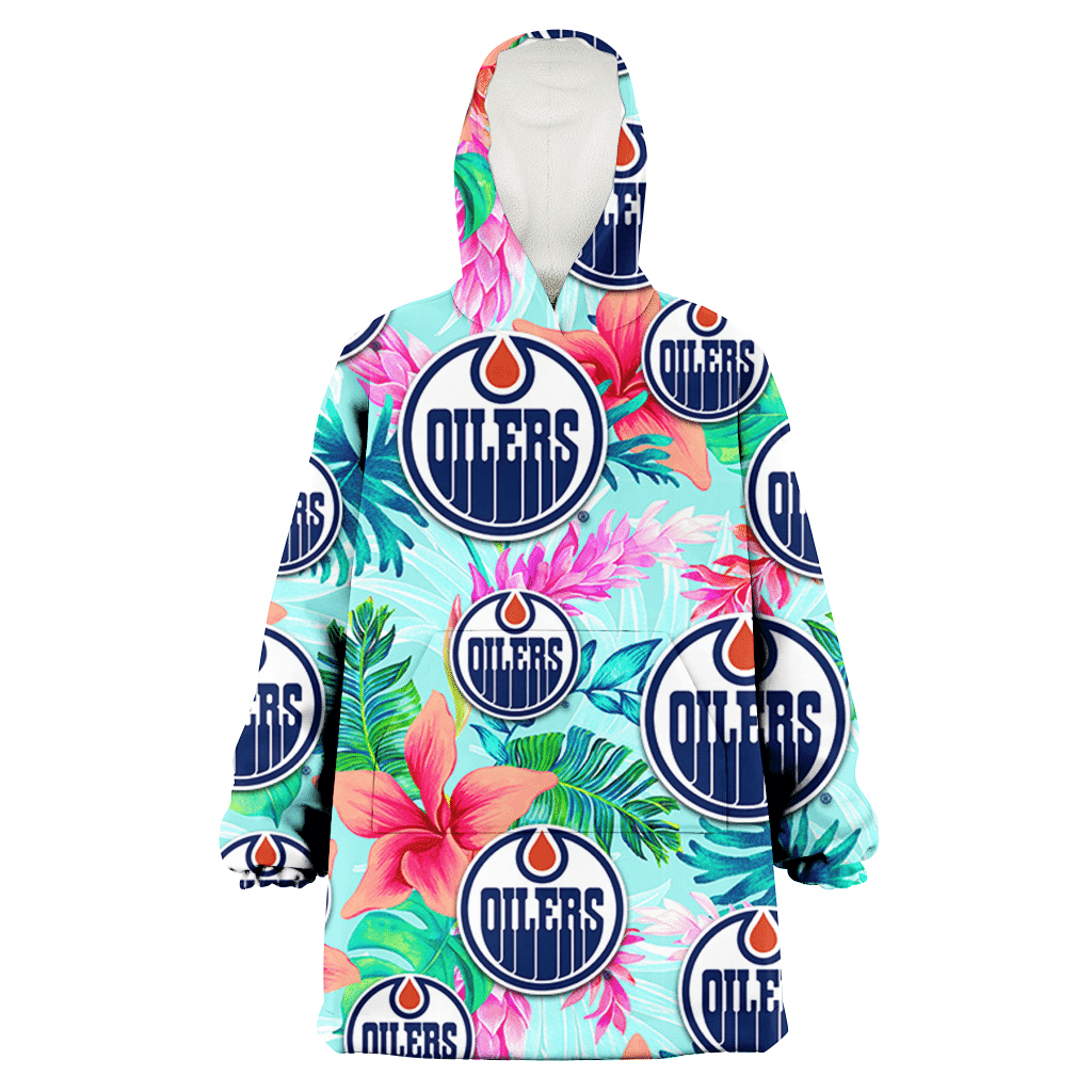 Edmonton Oilers Coral Porcelain Flower Violet Orchid Light Blue Background 3D Printed Hoodie Blanket Snug Hoodie