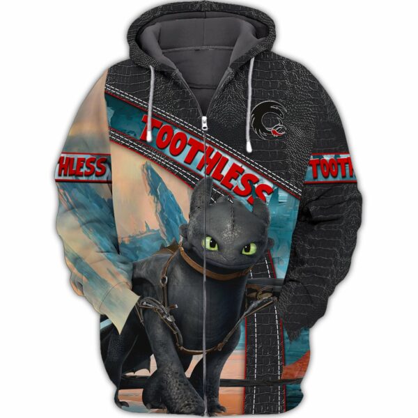 Toothless Black 3D Shirt, Toothless Tshirt Zip Hoodie